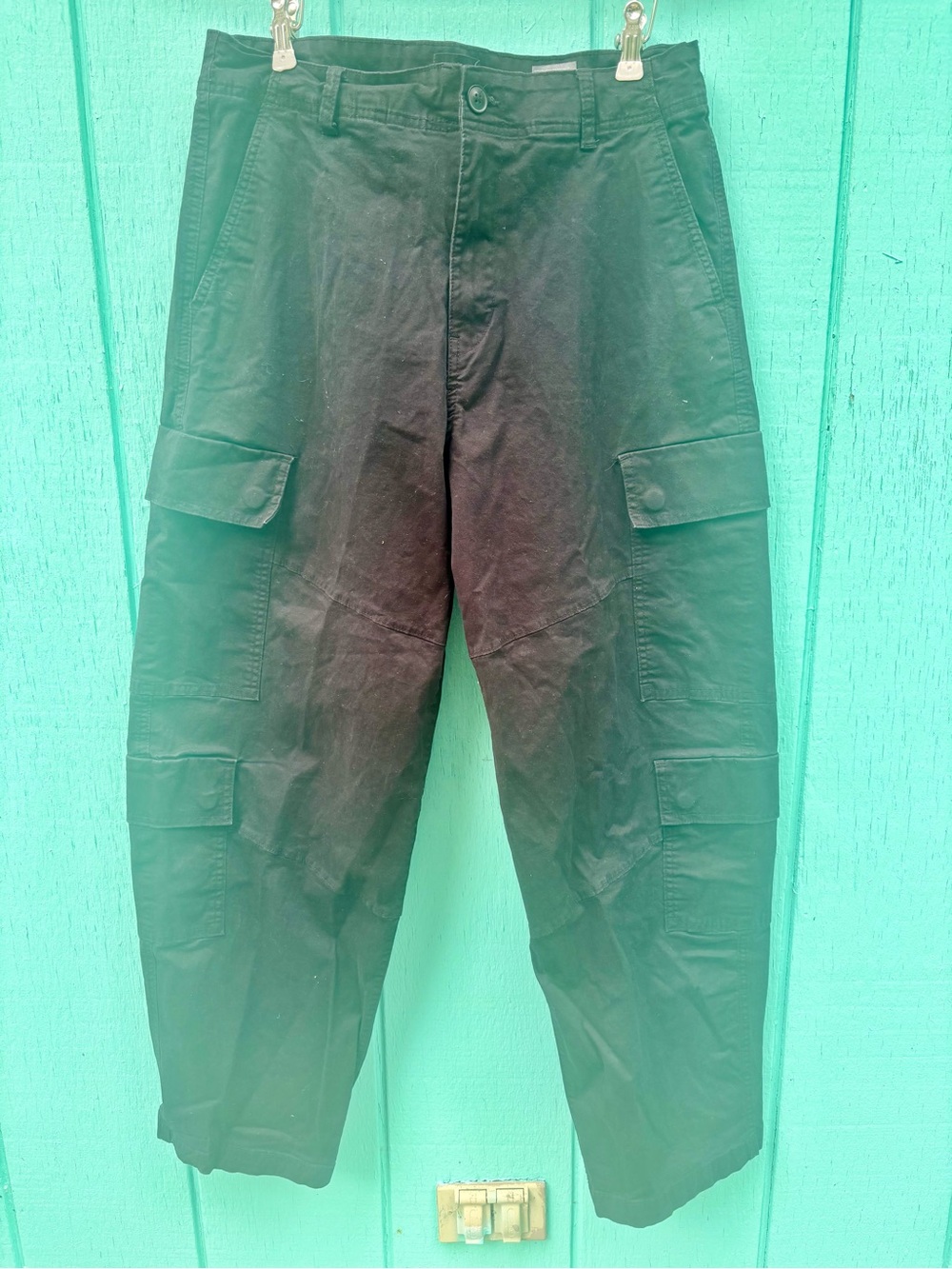H&M Loose Fit Coupe Ample Cargo Men's Pants in Blace Size 32